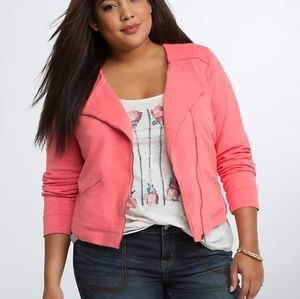 Coral knit moto jacket